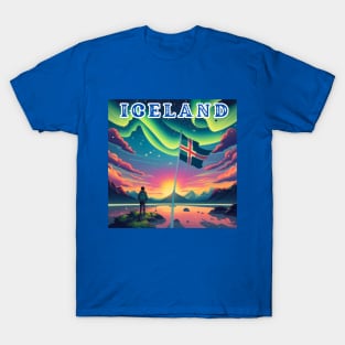 ICELAND HIKING Under the Aurora Borealis Says T-Shirt T-Shirt